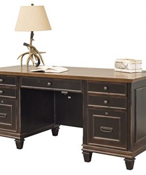 Martin Furniture Hartford Double Pedestal Shaped Desk Brown Fully Assembled 0 300x360