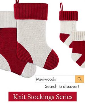 Meriwoods Christmas Stockings 2 Pack 18 Inches Large Heavy Knit Stockings Rustic Xmas Knitted Holiday Decorations For Country Family Home Decor Burgundy Red Cream White 0 5 300x360