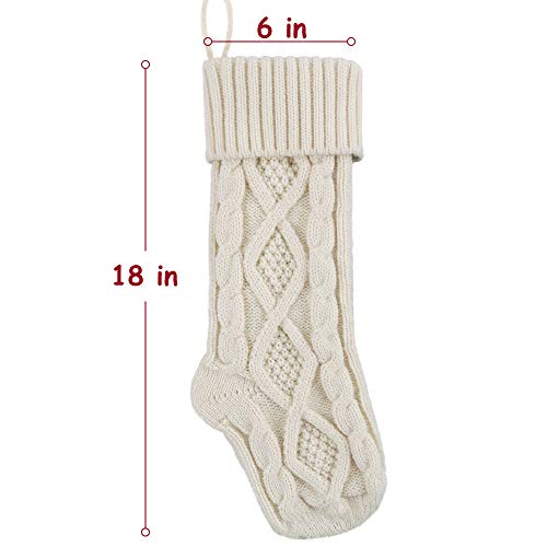 Meriwoods Christmas Stockings 4 Pack 18 Inches Large Cable Knit Knitted Stockings Rustic Xmas Farmhouse Decorations For Family Holiday Country Home Decor Burgundy Red Cream White 0 1