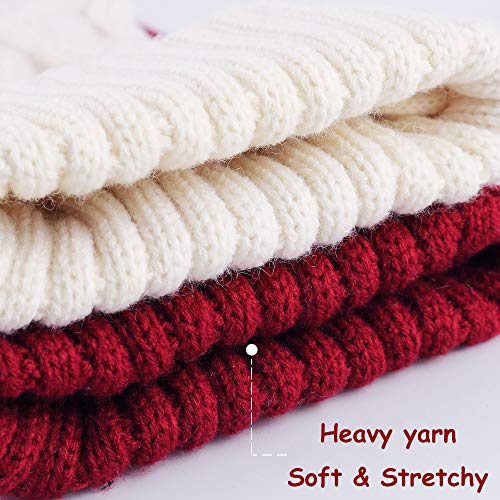 Meriwoods Christmas Stockings 4 Pack 18 Inches Large Cable Knit Knitted Stockings Rustic Xmas Farmhouse Decorations For Family Holiday Country Home Decor Burgundy Red Cream White 0 3