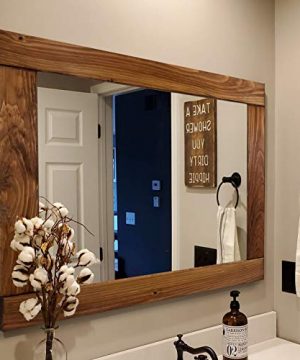 Natural Rustic Wood Framed Mirror Available In 4 Sizes And 20 Stain Colors Shown In Early American Large Framed Mirror Home Decor Reclaimed Rustic Home Decor Mirror Vanity Mirror 0 300x360
