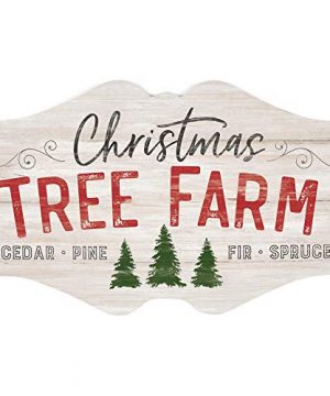 P Graham Dunn Christmas Tree Farm Whitewash 18 X 11 Wood Christmas Wall Plaque Sign 0 300x360