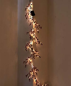 PEIDUO Christmas Clearance 6FT Christmas Artificial Garland With 88 Warm White Lights Battery Operated With Timer Hanging Vines For Holiday Indoor Bedroom Wall Decoration 0 300x360