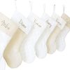 Personalized 19 Christmas Stocking In Off White Cream Burlap White Quilted Cotton 1 Custom Stocking With Name Or Blank 0 100x100