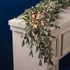 Prelit Garland For Mantle And Table Decor 100 White LED Lights 6 Ft Glitter Frosted Greenery With Pearl Mistletoe Berries Battery Operated Lighted Holiday Decoration For Home And Wedding 0 100x100