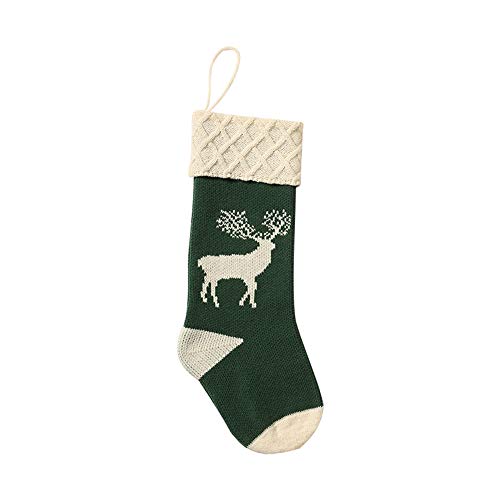 QIMENG Reindeer Christmas Stockings Red And Green 6 Pack 18 Large Knit Xmas Stockings Classic Christmas Decoration Hanging Socks For Kids Family Holiday Fireplace Season Decor 0 4