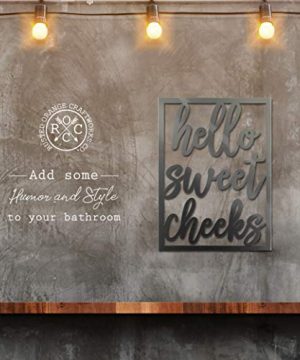 ROCC RUSTED ORANGE CRAFTWORKS CO Funny Bathroom Wall Decor Metal Sign Art For Modern Farmhouse Half Bath Decorations Restroom Sayings Hello Sweet Cheeks Made In The USA 0 300x360