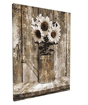 Rustic Floral Country Farmhouse Sunflower Canvas Print Wall Art 16x20 Collage Picture Painting For Living Room Bedroom Modern Home Decor Ready To Hang Stretched And Framed Artwork 0 300x360