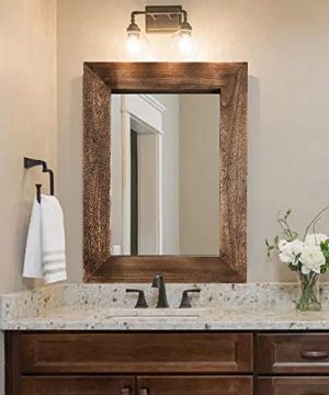 Rustic Wood Wall Mirror For Bathroom 24 X 32 Wood Framed Mirror Farmhouse Style Bathroom Vanity Mirror Vertical Or Horizontal Hanging Brown 0 300x360