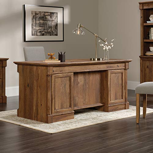 Sauder Palladia Executive Desk, Vintage Oak finish - Farmhouse Goals