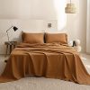 SimpleOpulence 100 Washed Linen Sheet Set Basic Style 4 Pieces 1 Flat Sheet 1 Fitted Sheet 2 Pillowcases Natural French Flax Soft Breathable Farmhouse Bedding King Rust 0 100x100
