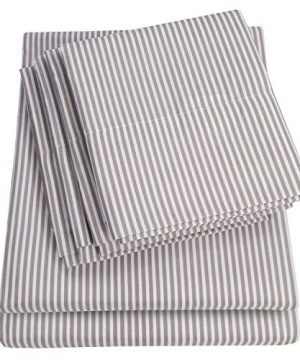 Sweet Home Collection 6 Piece Bed Sheets 1500 Thread Count Fine Microfiber Deep Pocket Set Extra Pillow Cases Value Queen Classic Stripe Gray 0 300x360