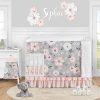 Sweet Jojo Designs Grey Watercolor Floral Baby Girl Nursery Crib Bedding Set 5 Pieces Blush Pink Gray And White Shabby Chic Rose Flower Polka Dot Farmhouse 0 100x100