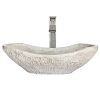 Tan Travertine Chiseled Stone Bathroom Vessel Sink Oval Canoe Shape 100 Natural Marble Hand Carved Free Matching Soap Tray 0 100x100