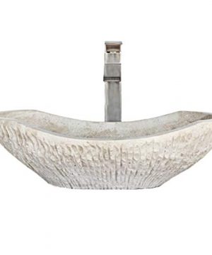 Tan Travertine Chiseled Stone Bathroom Vessel Sink Oval Canoe Shape 100 Natural Marble Hand Carved Free Matching Soap Tray 0 300x360