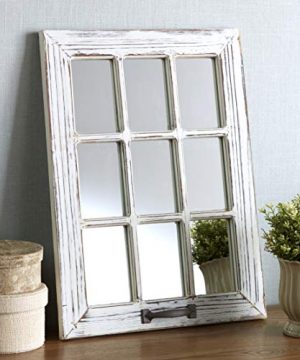 The Lakeside Collection Distressed Wood Windowpane Mirror Rustic Home Decoration Small 15 W X 20 L White 0 300x360