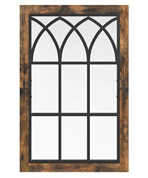 VASAGLE Wall Mirror Large Rectangle Window Mirror Home Decor For Living Room Dining Room Hallway 24 X 08 X 374 Inches Rustic Brown And Black ULWM201X01 0 300x360