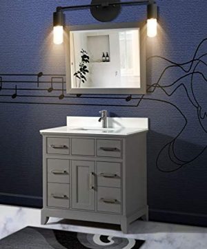 Vanity Art 36 Inches Single Sink Bathroom Vanity Set White Super Phoenix Stone Top 6 Dove Tailed Drawers 1 Shelf Undermount Rectangle Sink Cabinet With Free Mirror VA1036 G 0 0 300x360