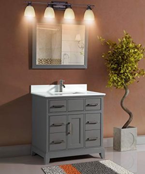 Vanity Art 36 Inches Single Sink Bathroom Vanity Set White Super Phoenix Stone Top 6 Dove Tailed Drawers 1 Shelf Undermount Rectangle Sink Cabinet With Free Mirror VA1036 G 0 2 300x360