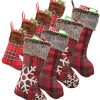 WUJOMZ Set Of 8 Plaid Christmas Stockings 18 Inches And 9 Inches Burlap With Large Plaid Snowflake And Plush Faux Fur Cuff Stockings For Xmas Home Decor Christmas Decorations 0 100x100