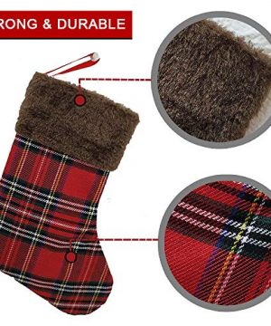 WUJOMZ Set Of 8 Plaid Christmas Stockings 18 Inches And 9 Inches Burlap With Large Plaid Snowflake And Plush Faux Fur Cuff Stockings For Xmas Home Decor Christmas Decorations 0 3 300x360
