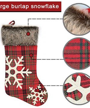 WUJOMZ Set Of 8 Plaid Christmas Stockings 18 Inches And 9 Inches Burlap With Large Plaid Snowflake And Plush Faux Fur Cuff Stockings For Xmas Home Decor Christmas Decorations 0 4 300x360