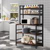 YGBH 5 Tier Kitchen Bakers Rack With Hutch Coffee Station Microwave Oven Stand Utility Storage Rack For Home Office Easy Assembly Rustic Brown And Black Rustic Brown 0 100x100