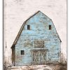 Yihui Arts Modern Abstract Farmhouse Wall Art Hand Painted Teal And Blue Barn Painting Pictures For Living Room Decoration 0 100x100