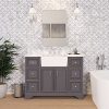 Zelda 48 Inch Bathroom Vanity CarraraPowder Gray Includes Powder Gray Cabinet With Authentic Italian Carrara Marble Countertop And White Ceramic Farmhouse Apron Sink 0 100x100