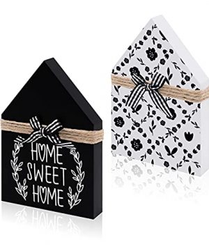 Zingoetrie Home Sweet Home House Shaped Wood Signs Wood Block House Mini Wooden House Home Decor Farmhouse Tiered Tray Signs Sayings Gift Ideas For Birthday Housewarming Christmas 0 300x360