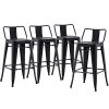 24 Inch Metal Barstools Set Of 4 Indoor Outdoor Bar Stools With Back Kitchen Dining Counter Stools Bar Chairs Matte Black 0 100x100