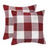 4TH Emotion Set Of 2 Farmhouse Buffalo Check Plaid Throw Pillow Covers Cushion Case Polyester Linen For Christmas Home Decor Red And White 18 X 18 Inches 0 100x100