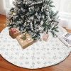 AerWo White Christmas Tree Skirt 48 Inch Large Faux Fur Xmas Tree Skirts Mat With Silver Sequin Snowflakes Holiday Party Christmas Tree Decorations Ornaments Indoor Outdoor 0 100x100