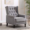 Artechworks Winged Fabric Modern Accent Chair Tufted Arm Club Chair Linen Single Sofa With Wooden Legs Comfy Upholstered For Reading Living Room Bedroom OfficeGrey 0 100x100