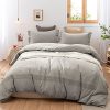 BISELINA Linen Duvet Cover Set 2pcs French Vintage Crocheted Lace Flax Cotton Blend Solid Color Shabby Chic Boho Luxury Farmhouse Bedding Twin Lace Grey 0 100x100