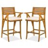 Best Choice Products Set Of 2 Outdoor Acacia Wood Bar Stools Bar Chairs For Patio Pool Garden WWeather Resistant Cushions Teak Finish 0 100x100
