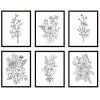 Black And White Flower Wall Art Prints Set Of 6 UNFRAMED Wildflower Botanical Floral Drawing Bedroom Poster Living Room Artwork Farmhouse Aesthetic Decor 8x10 0 100x100