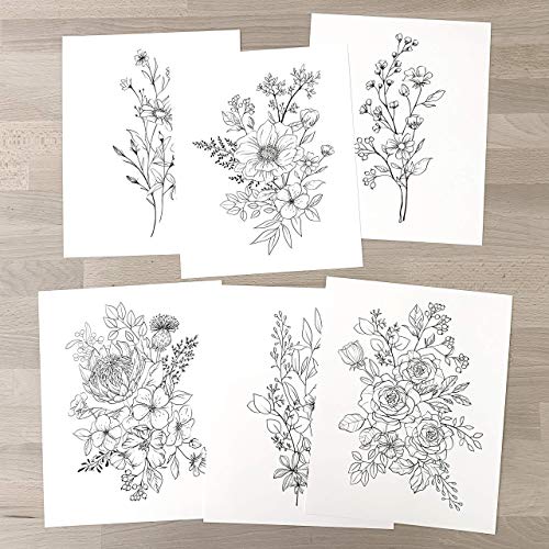 Black And White Flower Wall Art Prints Set Of 6 UNFRAMED Wildflower Botanical Floral Drawing Bedroom Poster Living Room Artwork Farmhouse Aesthetic Decor 8x10 0 2