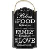 Bless Our Family Food Love Sign Heart Warming Quote Strong PVC W Rope For Hanging Country Rustic House Kitchen Dining Wall Decor Housewarming Home Gifts 85x145 Inch Black 0 100x100