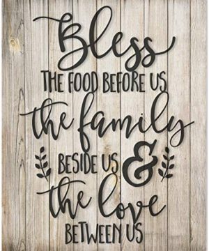 Bless The Food Before Us Rustic Wood Wall Sign 12x15 0 300x360