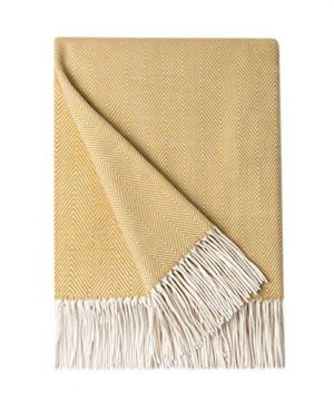 Bourina Decorative Herringbone Faux Cashmere Fringe Throw Blanket Lightweight Soft Cozy For Bed Or Sofa Farmhouse Outdoor Throw Blankets 50 X 60 Yellow 0 300x360