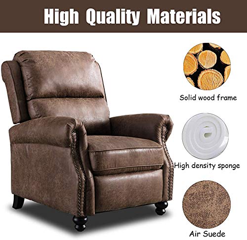 CANMOV Pushback Recliner Chair Leather Armchair Push Back Recliner With Rivet Decoration Single Sofa Accent Chair For Living Room Chocolate 0 2