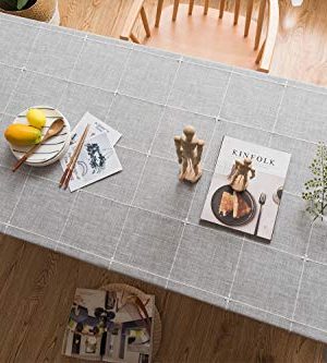 Chizoya Heavy Duty Cotton Linen Tablecloth For Rectangular Tables Solid Embroidery Lattice Table Cloth For Kitchen Dinning Tabletop Decoration 52x52 Gray 0 4 300x333