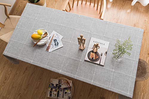 Chizoya Heavy Duty Cotton Linen Tablecloth For Rectangular Tables Solid Embroidery Lattice Table Cloth For Kitchen Dinning Tabletop Decoration 52x52 Gray 0 4