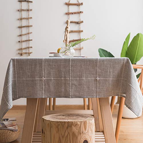 Chizoya Heavy Duty Cotton Linen Tablecloth For Rectangular Tables Solid Embroidery Lattice Table Cloth For Kitchen Dinning Tabletop Decoration 52x52 Gray 0