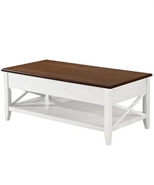 Christopher Knight Home Laurel Luke Farmhouse Faux Wood Lift Top Coffee Table Brown And White 0 3 300x360