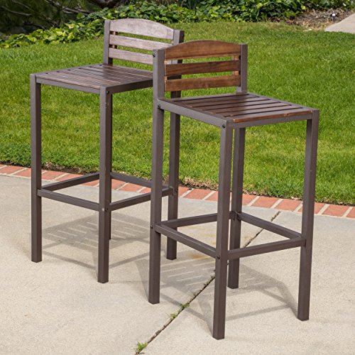 milos outdoor acacia wood bar table by christopher knight home