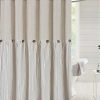 DOSLY IDEES Linen Button Farmhouse Beige Shower CurtainLinen And Cotton Woven FabricPleated Gray StripeCountry Style72x72 In 0 100x100