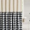 DOSLY IDEES Linen Button Farmhouse Shower CurtainLinen And Cotton FabricPleated Black And White Buffalo Plaid Checked PatternCountry Style72x72 In 0 100x100