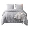 DuShow Gray Duvet Cover Queen Textured 3 Pieces Duvet Cover Set Soft Seersucker Solid Duvet Cover And Pillowcases Hotel Quality Comforter Cover Set With Zipper Closure 0 100x100